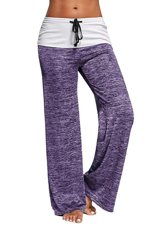 SZ60026-5 Женские свободные леггинсы для йоги с широкими штанинами Foldover Heather